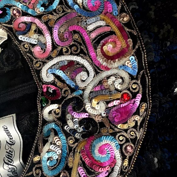 STUNNING Donatella x Saks Fifth Avenue Vintage Sequin Blouse Party Evening Large - Picture 5 of 7